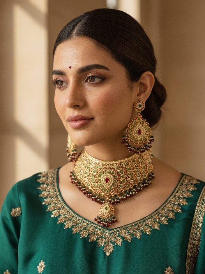 Huma choker set(red green)