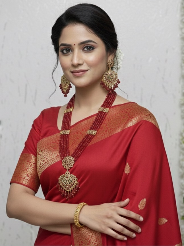 Supriya long necklace(Maroon)