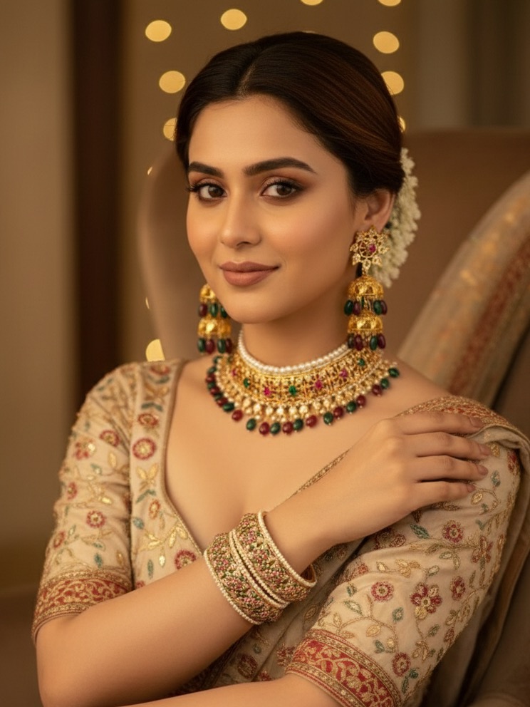 Neha Nizami choker set(red green)