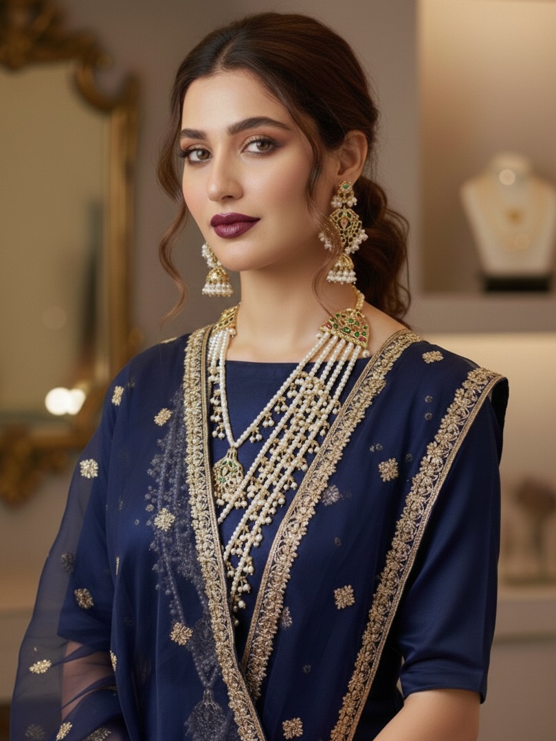 Ashna long necklace set(multicolour)