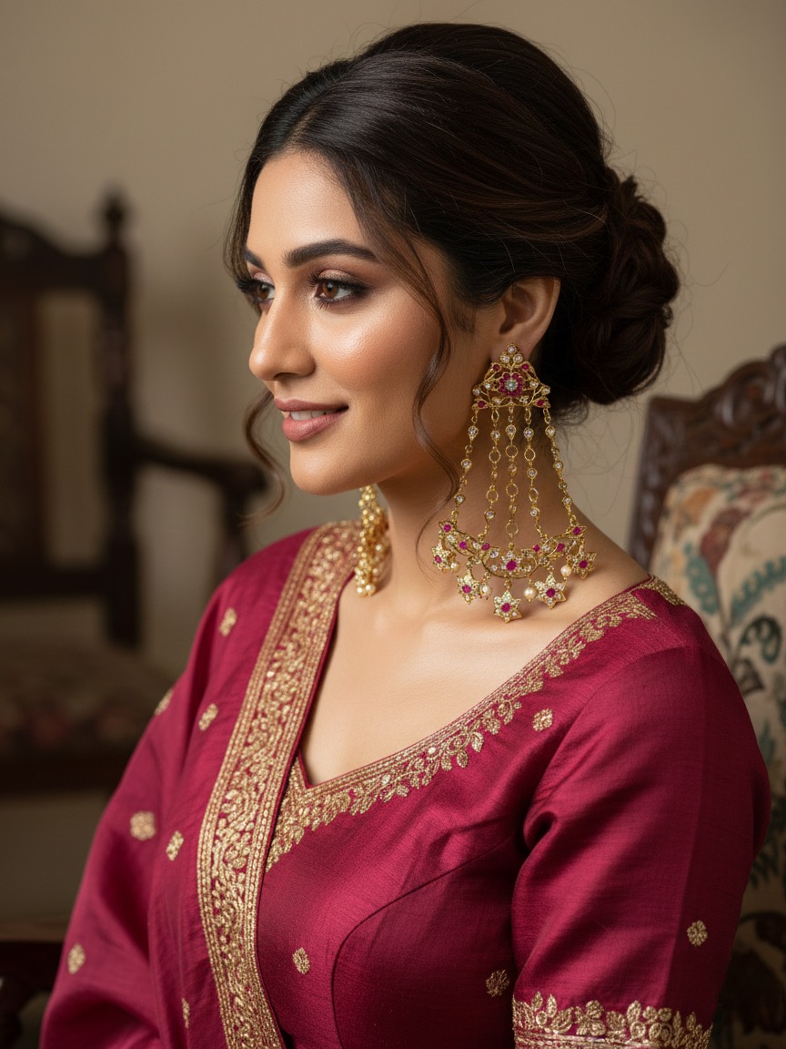 Saba jhoomer earrings(Pink)