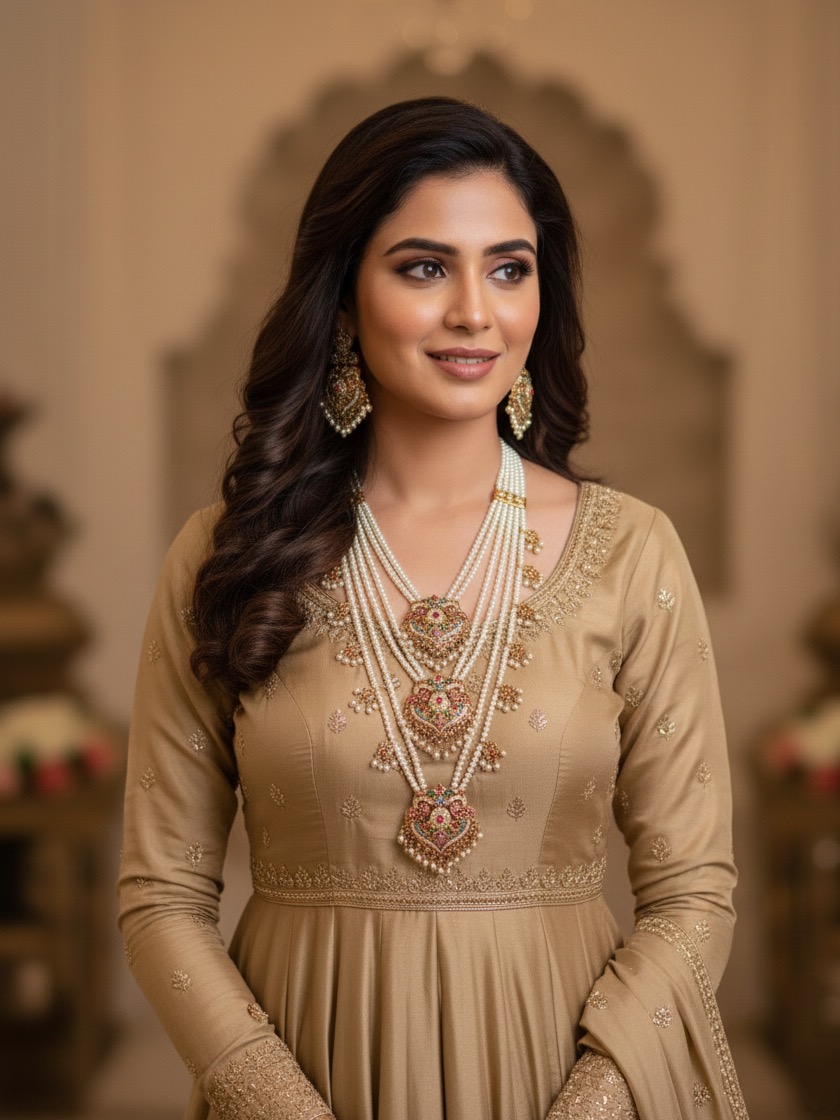 Zeenat long necklace set(multicolour)