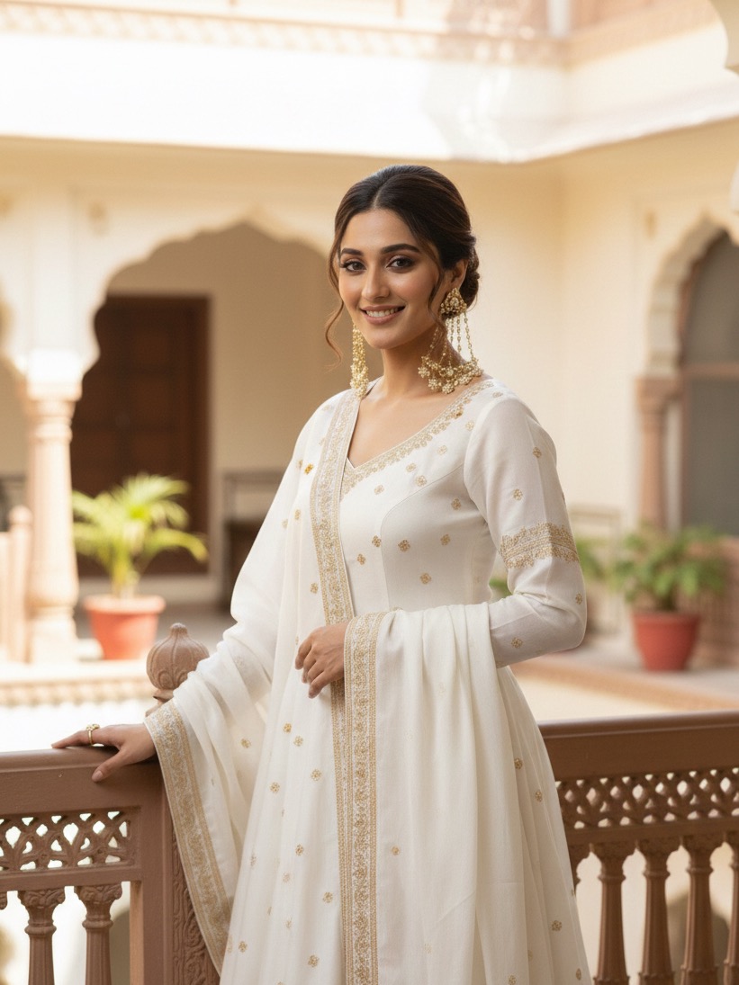 Saba jhoomer earrings(White)