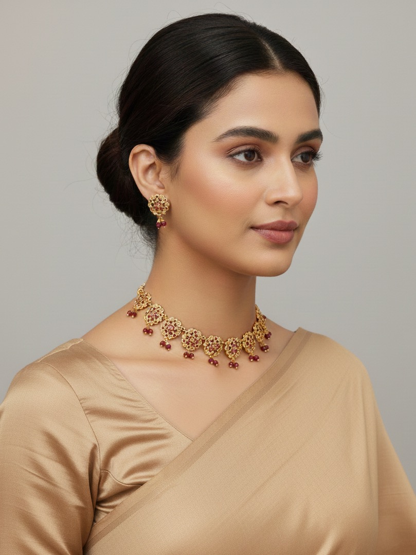 Raashi necklace set(maroon)