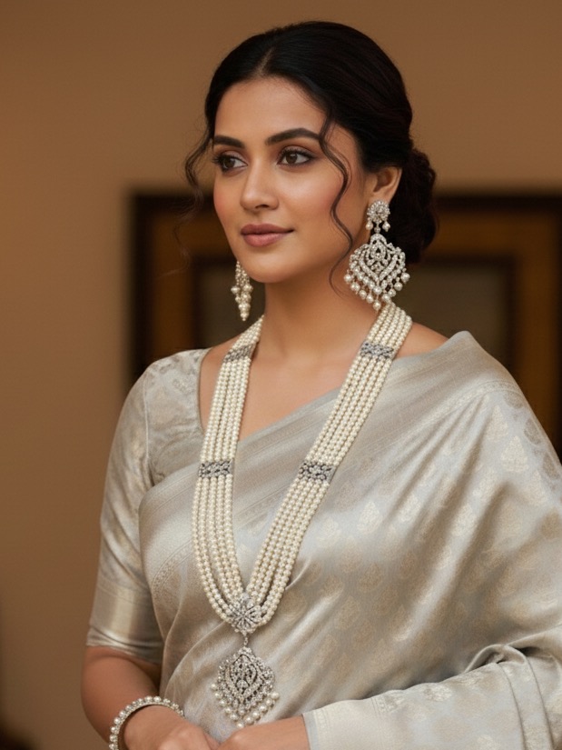 Supriya long necklace set(white)