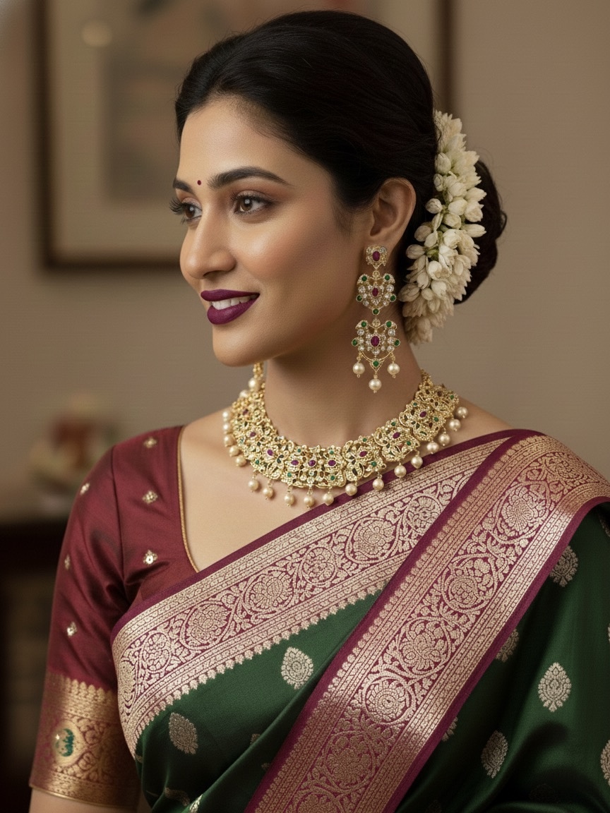 Rashmi necklace set(red green)