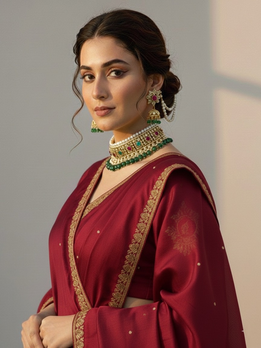 Maryam nizami choker set (multicolour and green)