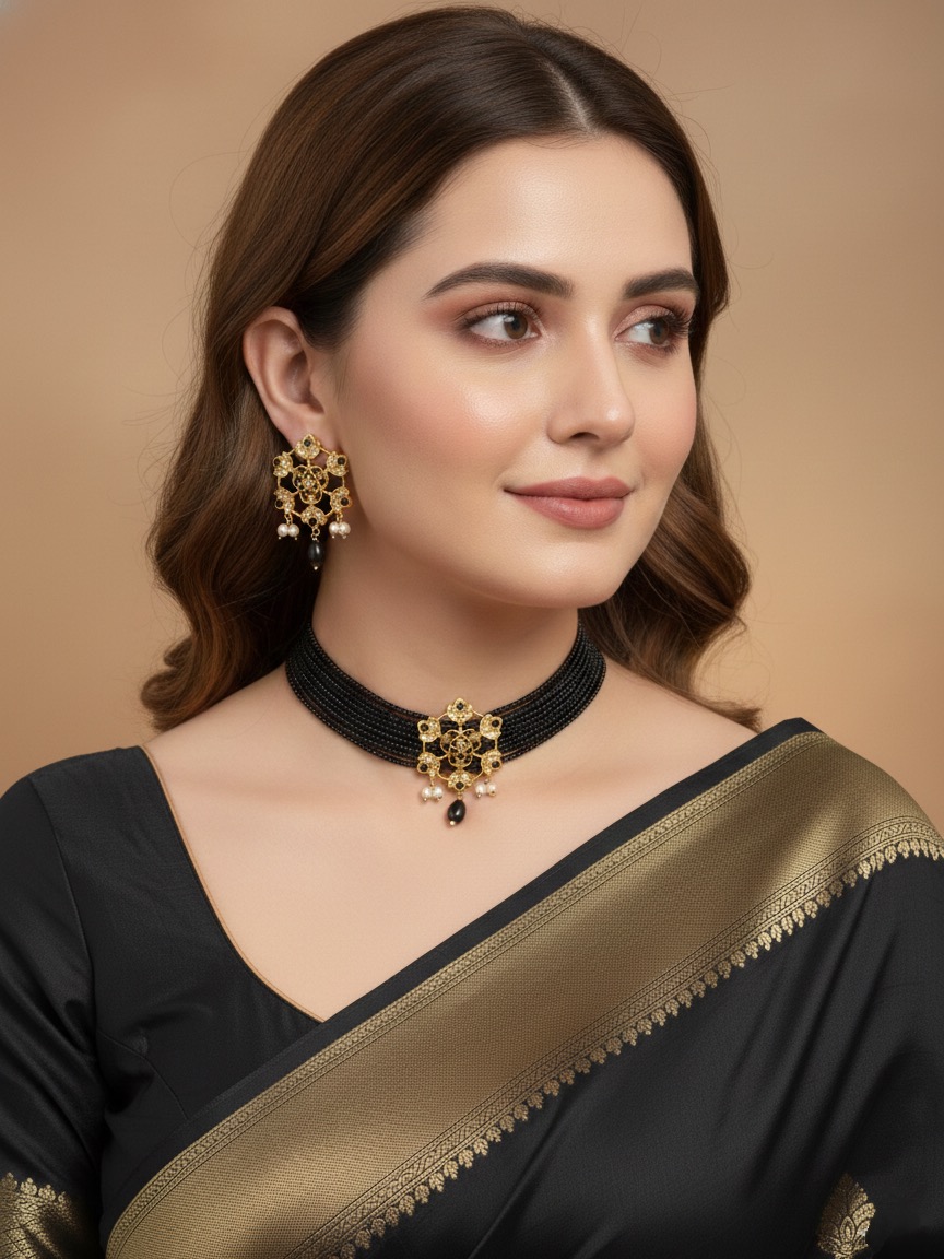 Shafaq choker set (black)