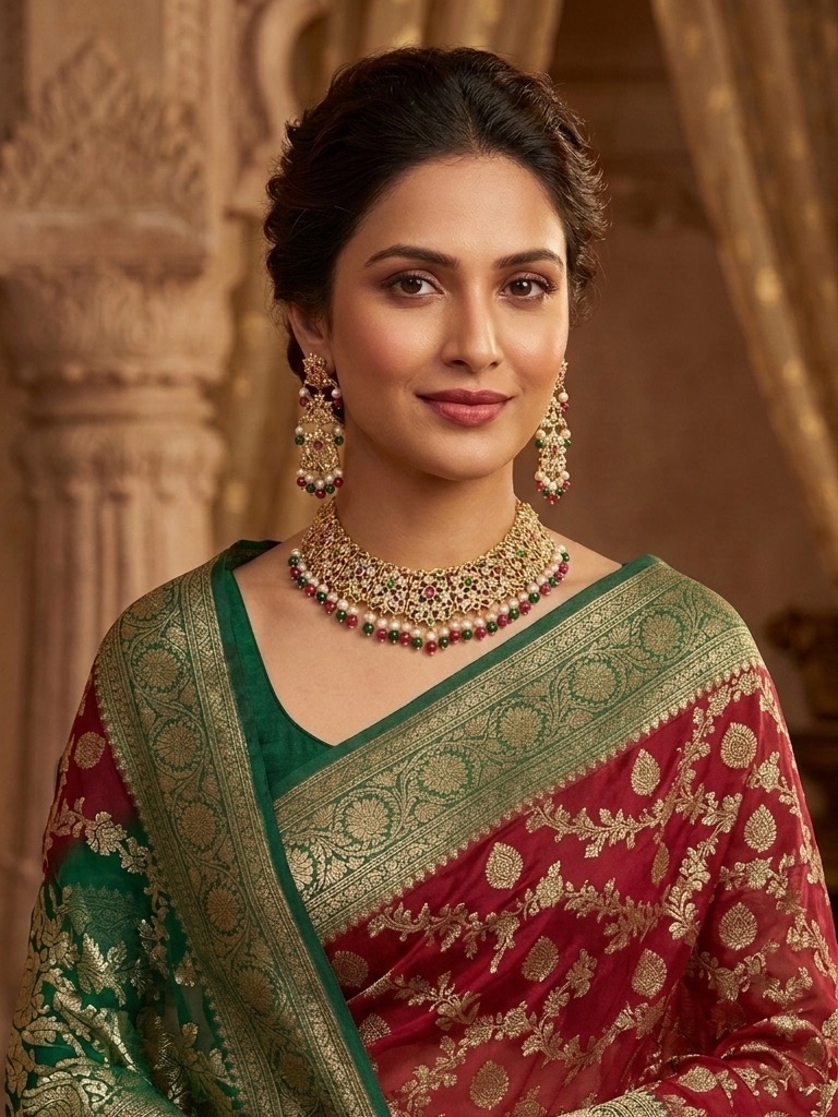 Monazza necklace set(red green)