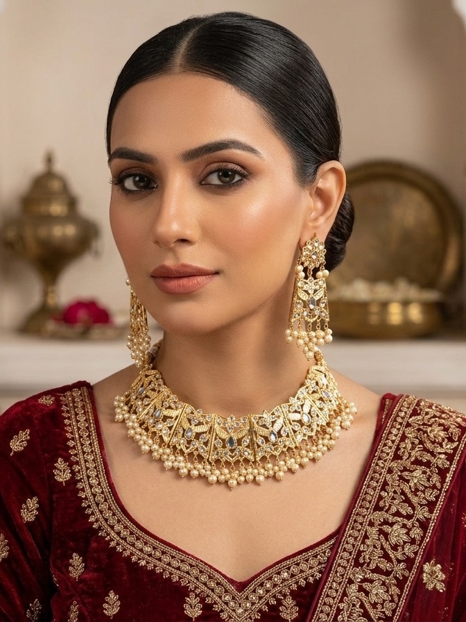Mohini necklace set(golden)