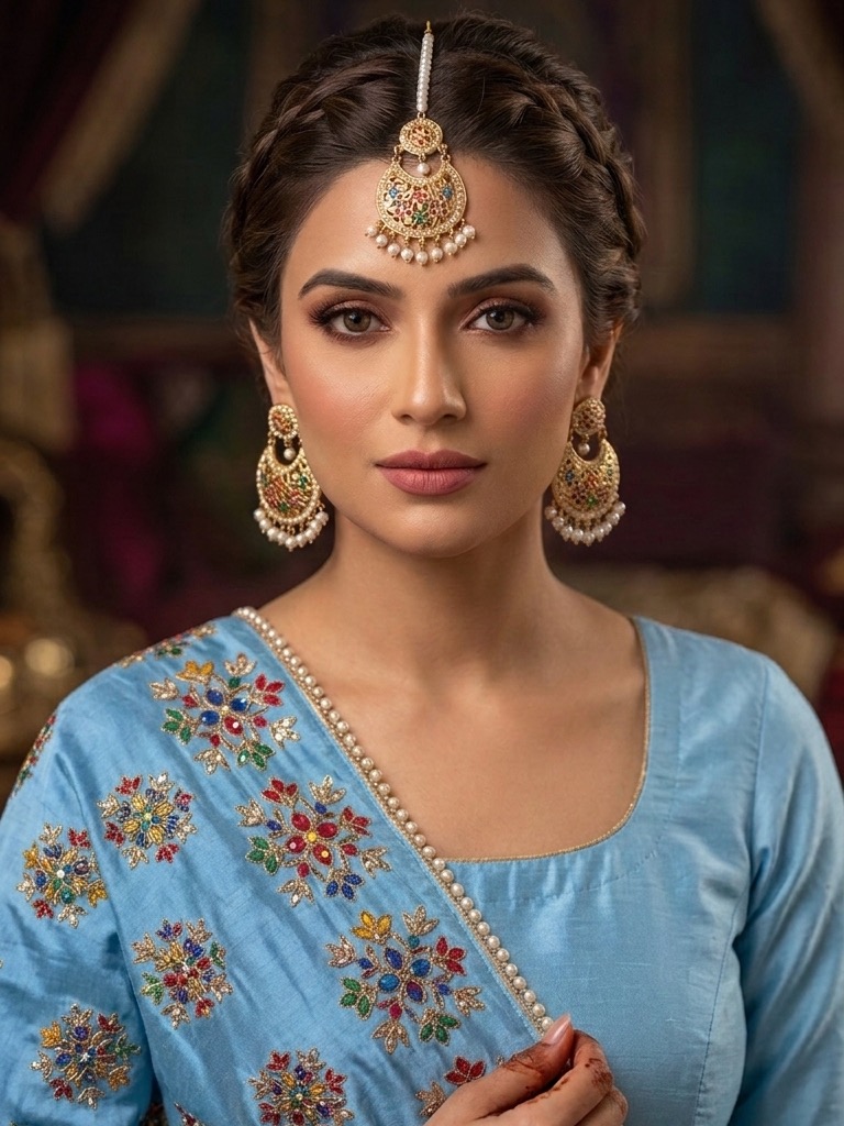 Jasgeet earrings tika set(multicolour)