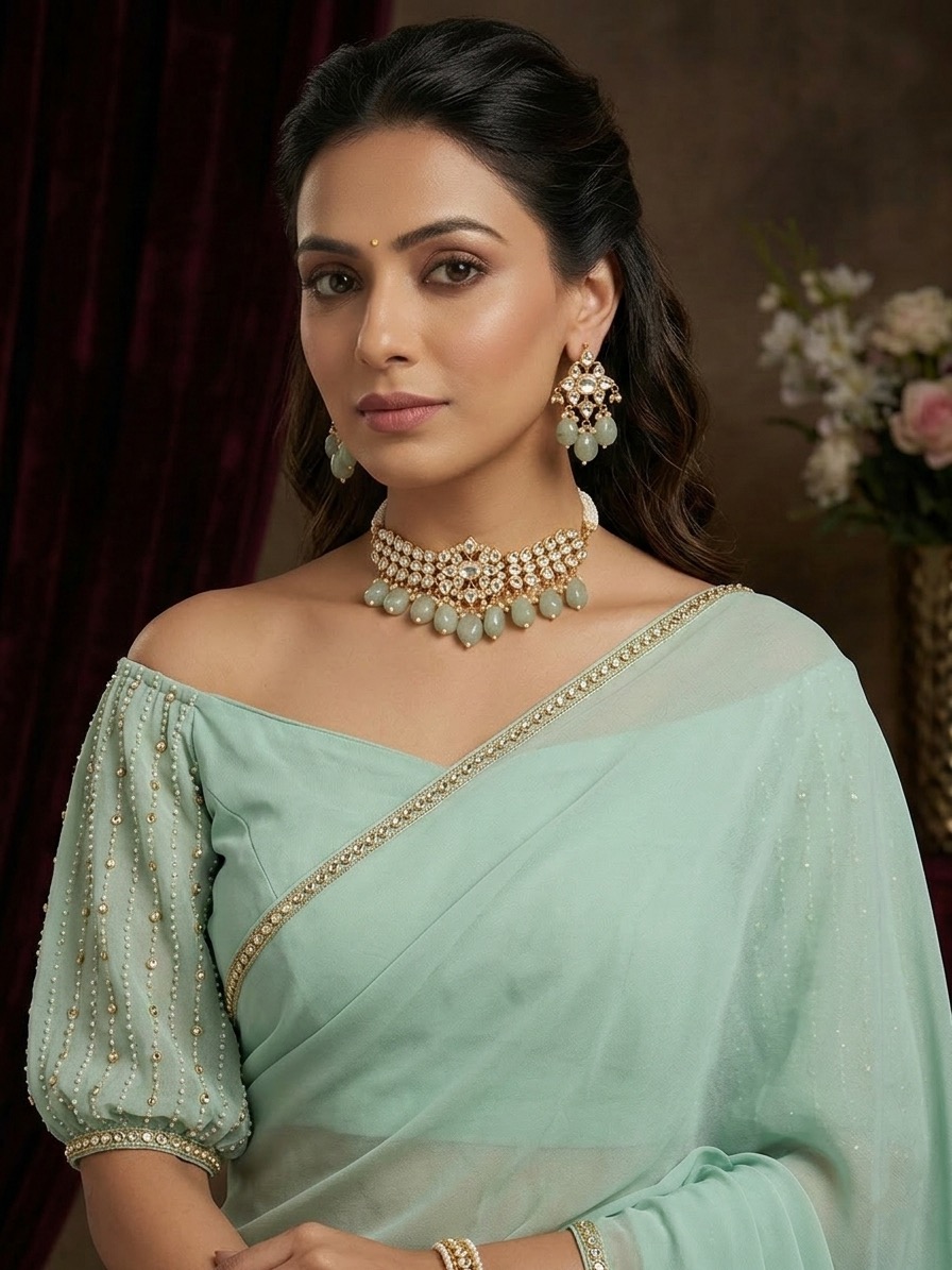 Aditi choker set(mint green)