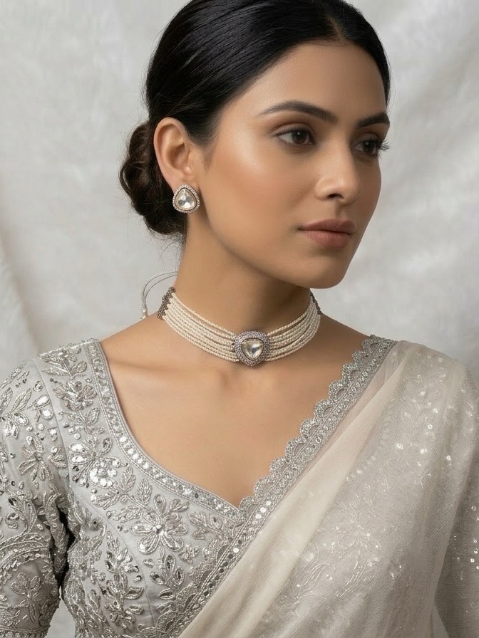 Madhu choker set(Silver)