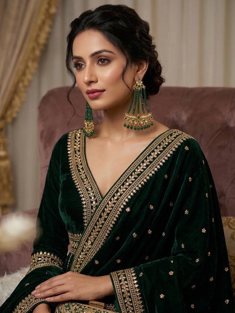 Rafiya jhoomer earrings(green)