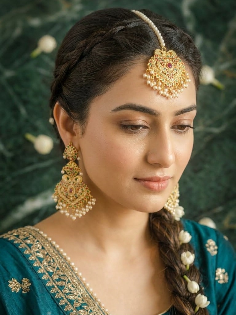 Balreet earrings and tika set(multicolour)