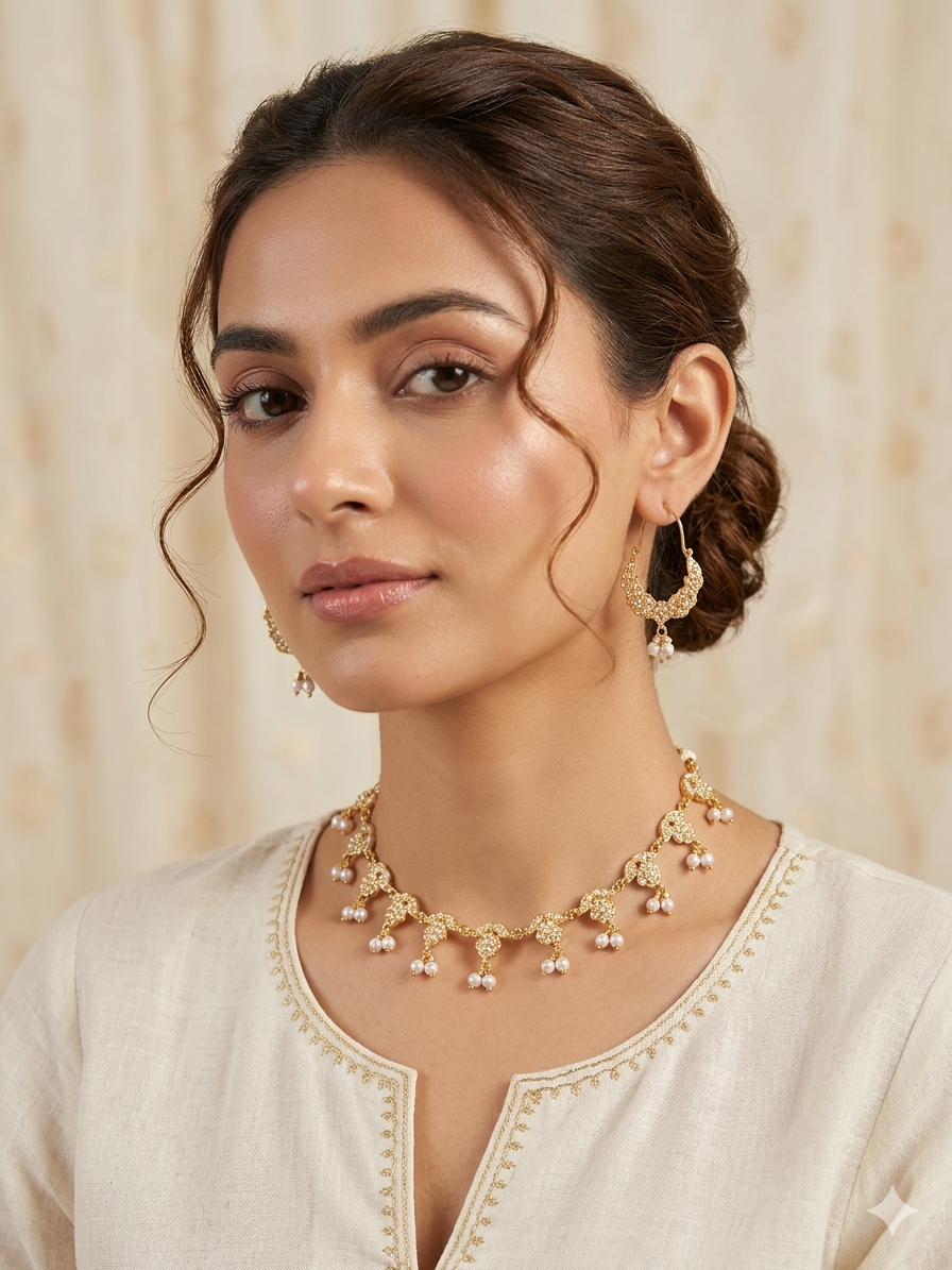 Farheen necklace set(white)