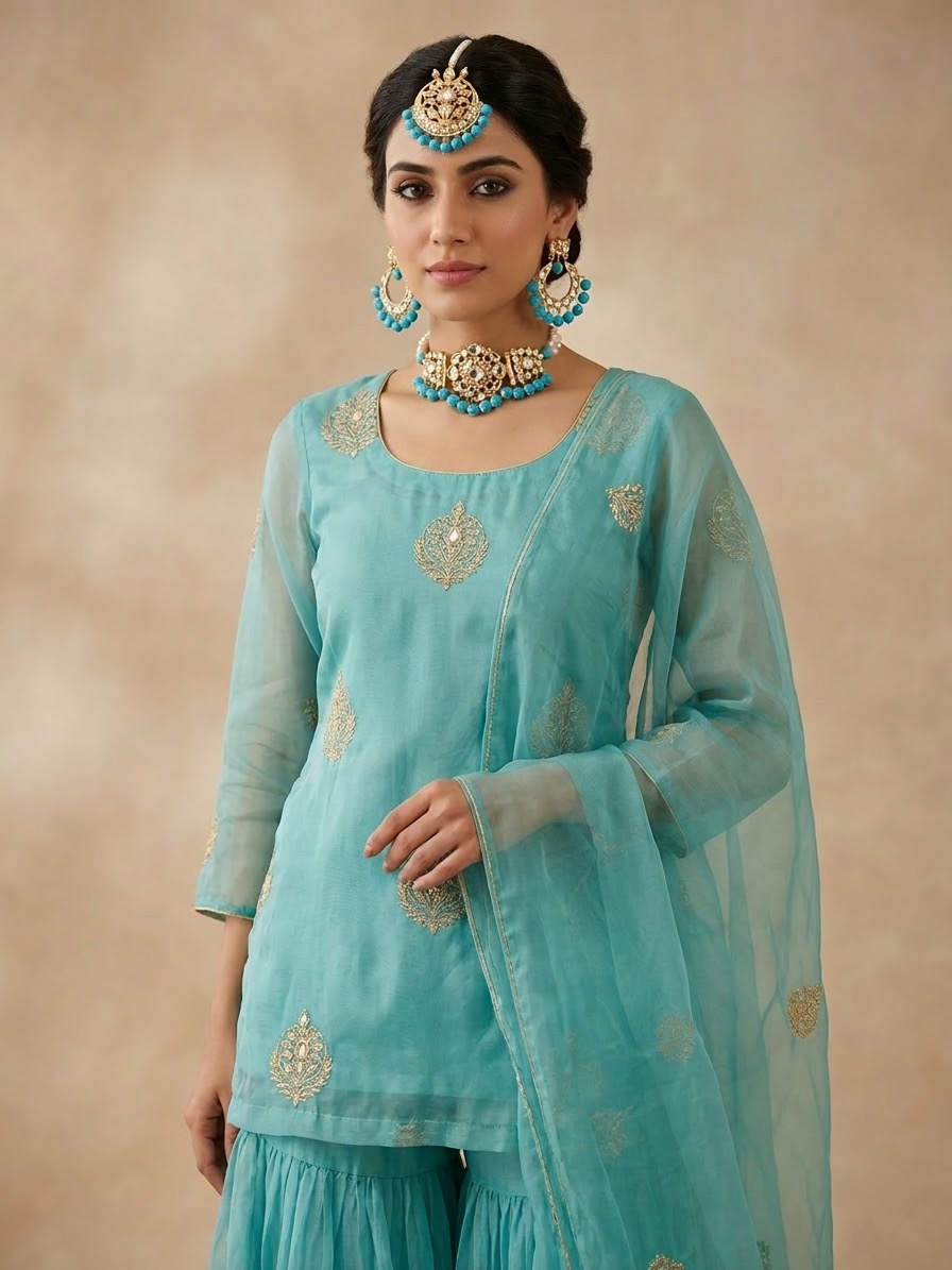 Syrah choker set with tika(firoza)