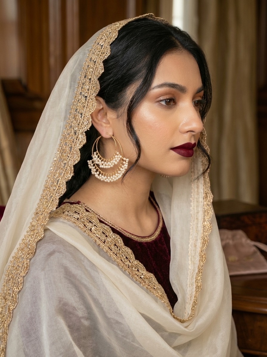 Naoreen hoop earrings(White)