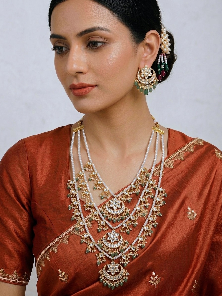 Mehrunisa layered haar(Green)