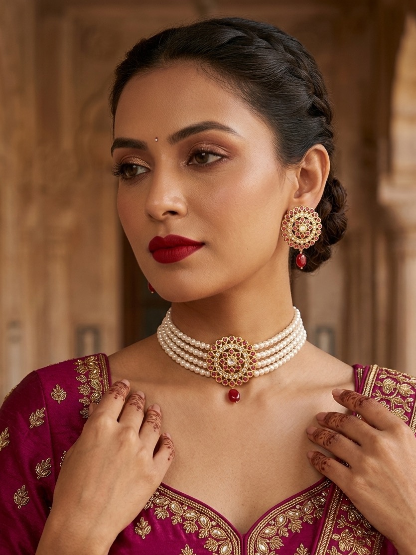 Kanika choker set(maroon)