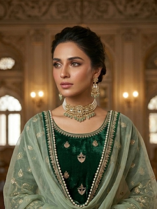Shomaila choker set(mint green)