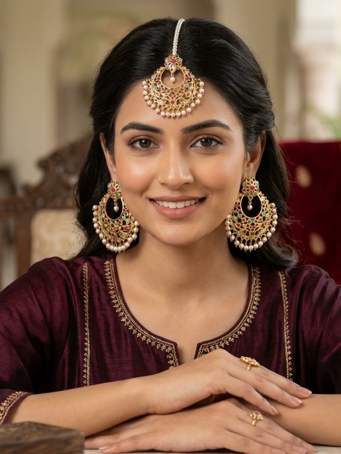 Kanika earrings tika set(multicolour)