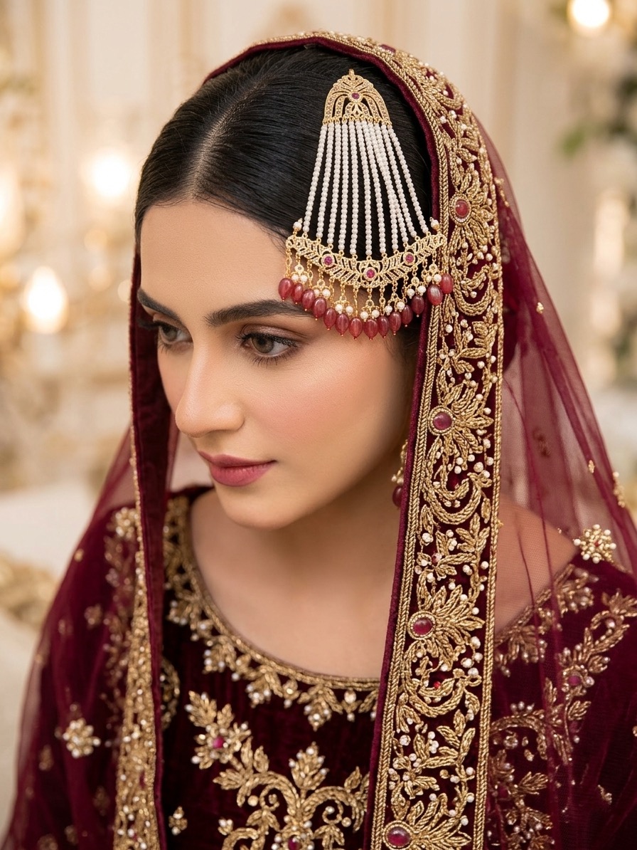 Sana jhoomer (maroon)