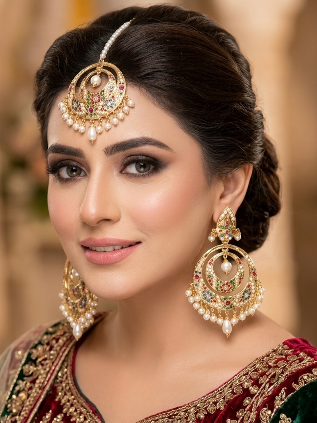 Balreet earrings tika set(multicolour)