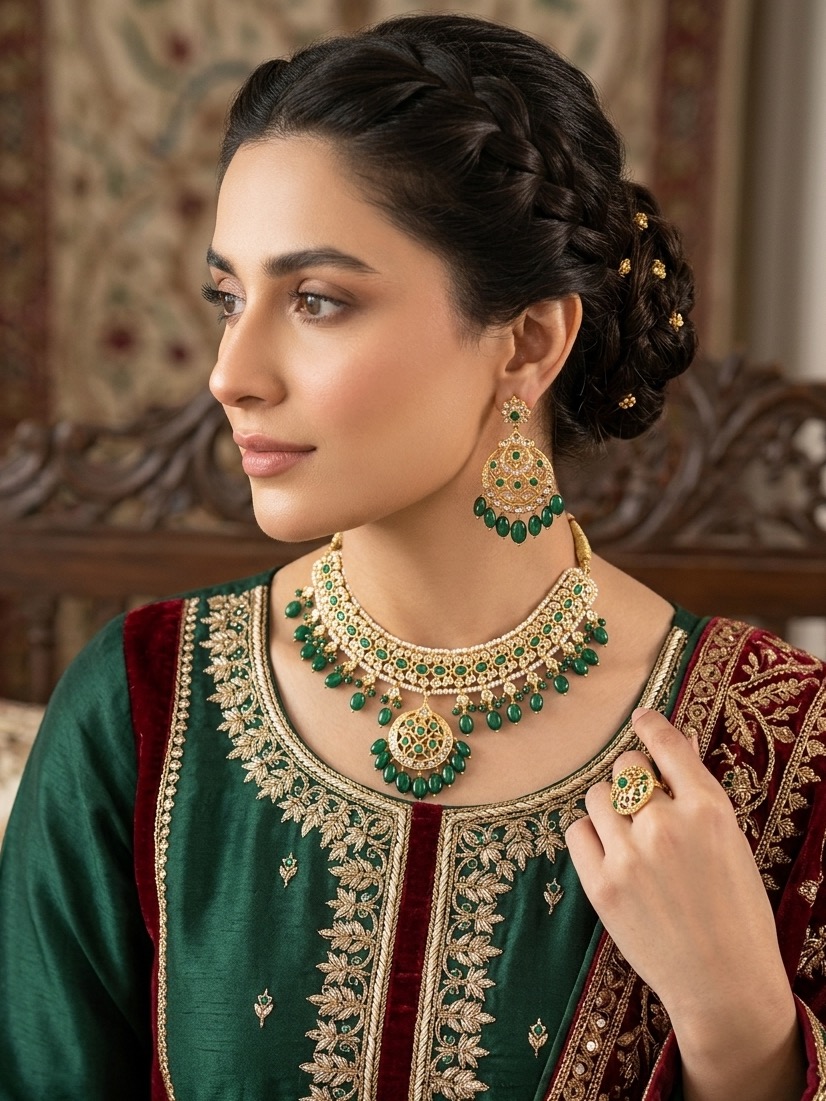 Madhuri necklace set(green)