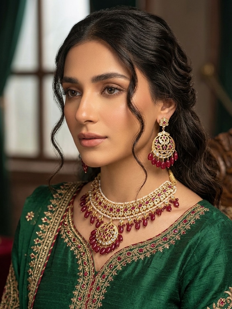 Madhuri Necklace Set(Maroon)