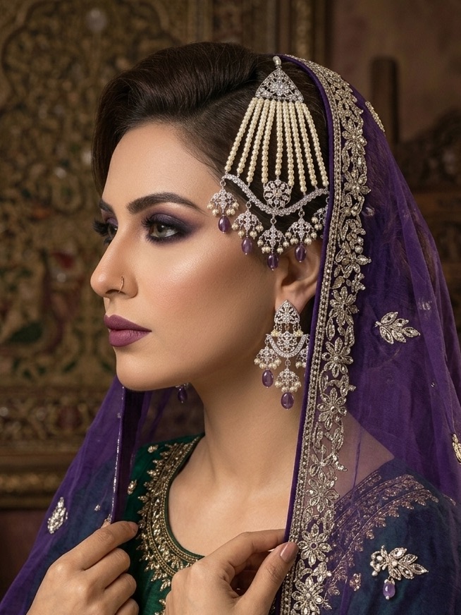 Naoreen jhoomer( purple and silver)