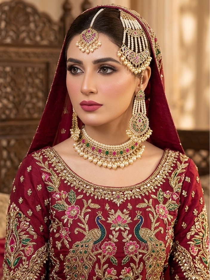 Shirin bridal set(red green)