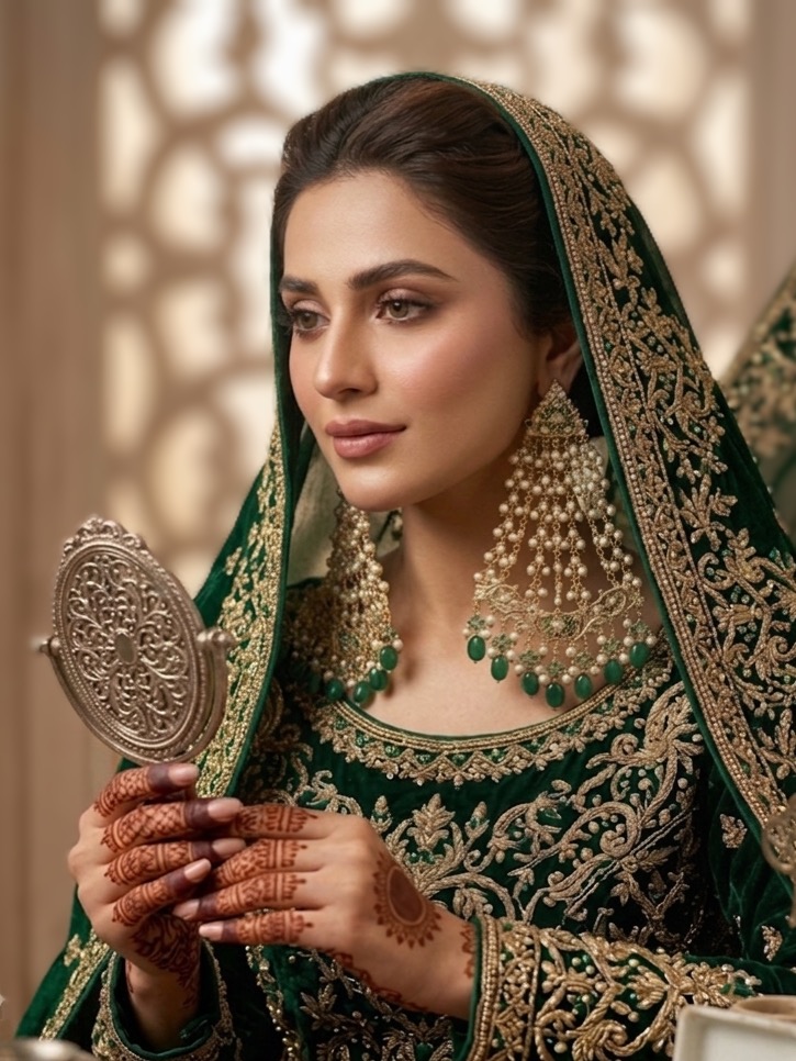 Nawabi jhoomer earrings(green)