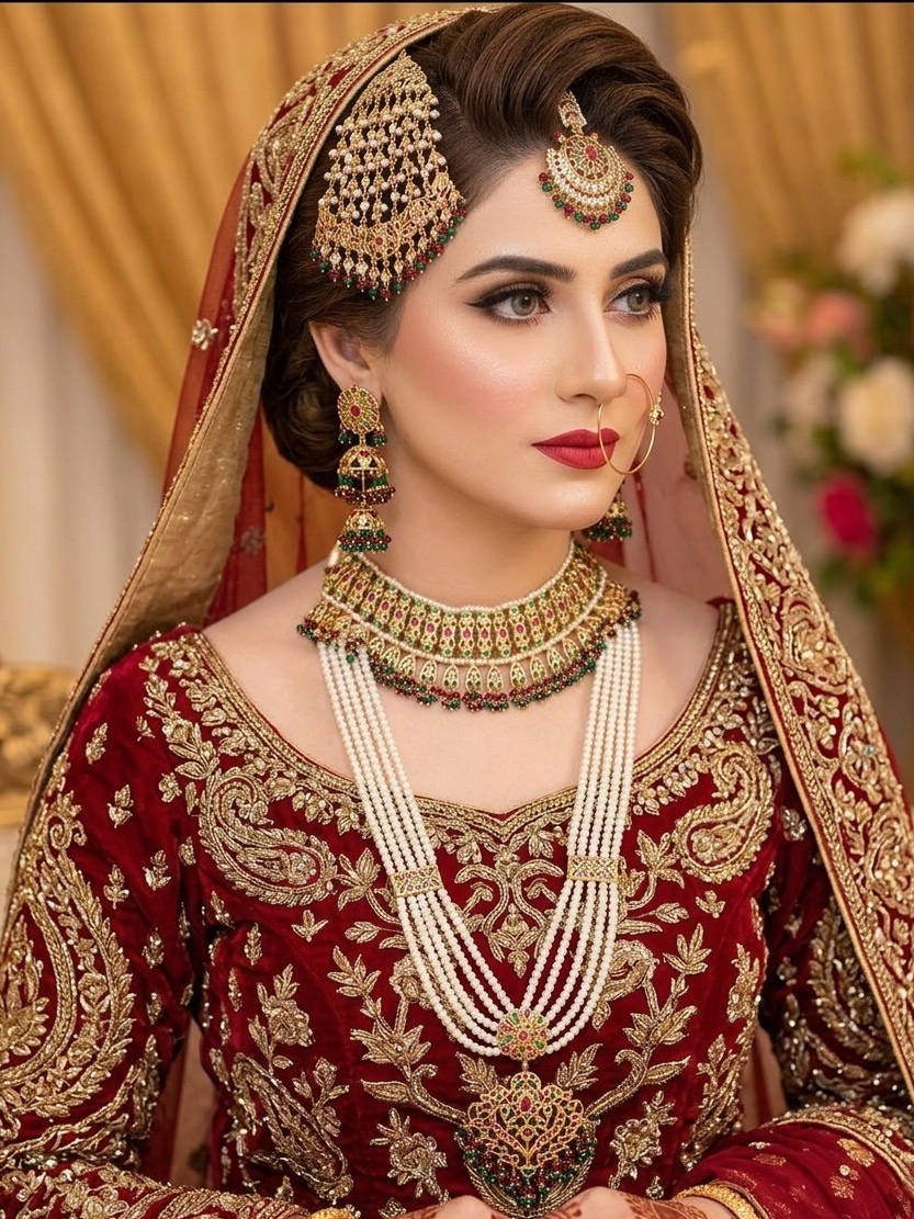 Aqsa bridal set(red green)