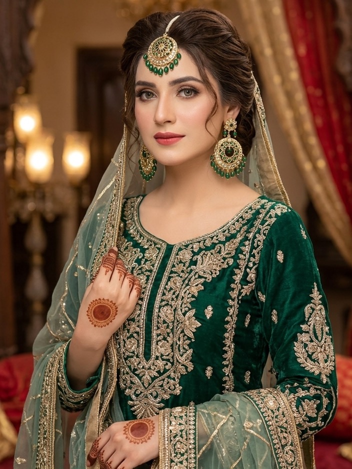 Ghazala earrings tika set(green)