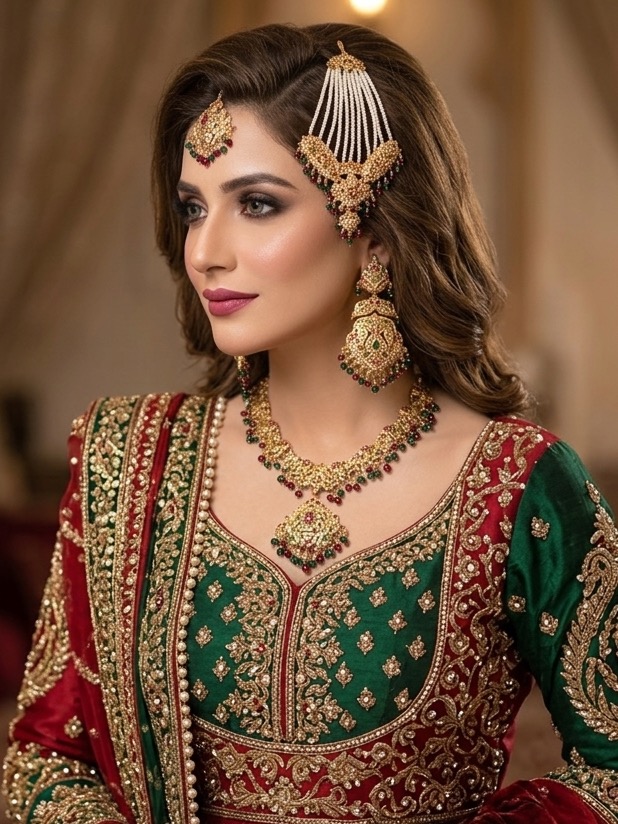 Yusra bridal set(Red green)