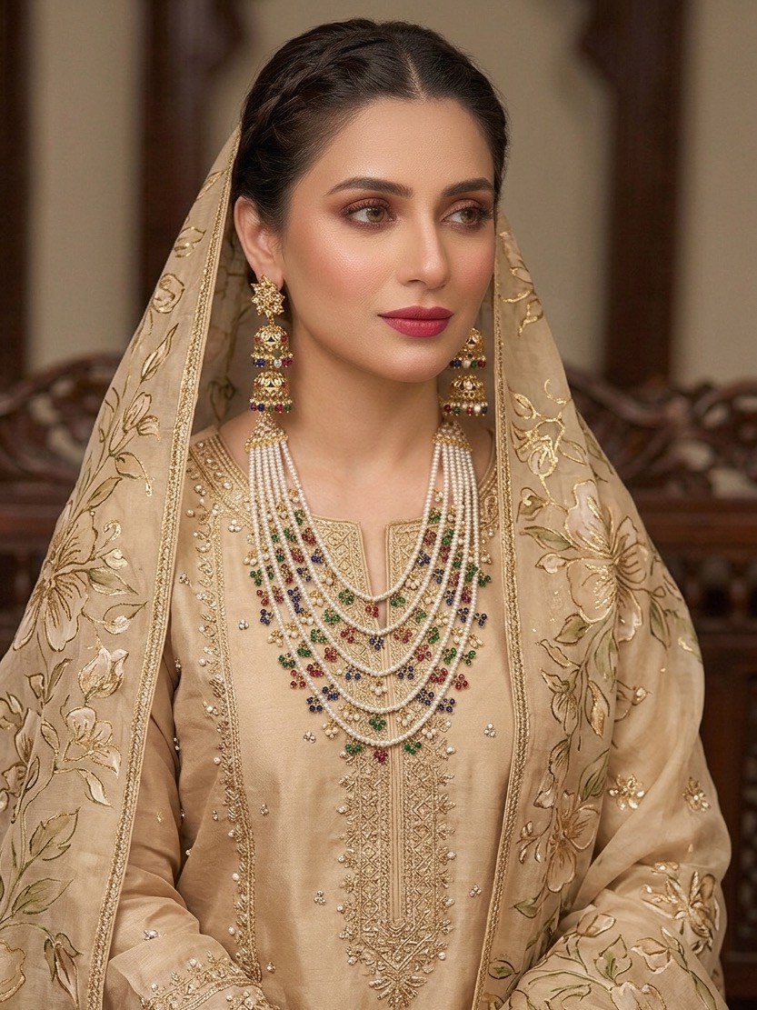 Mehrunisa long necklace set(multicolour)