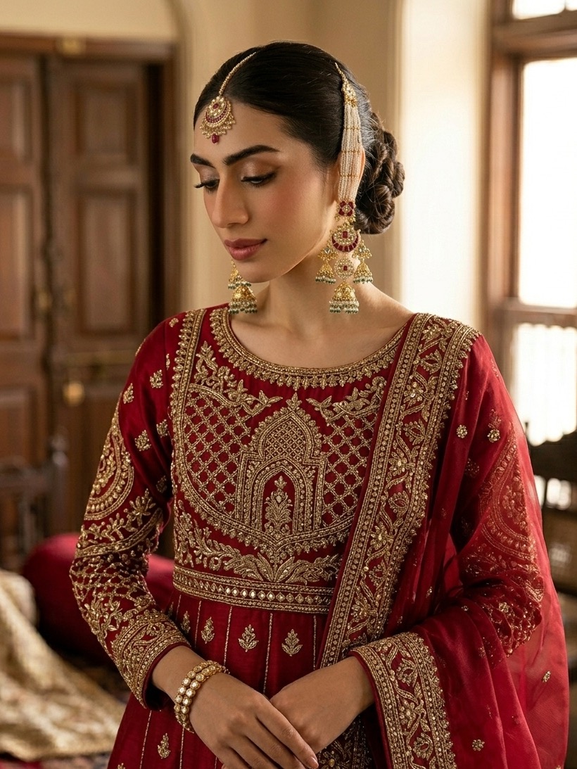 Jabeen earrings with sahara(red green)